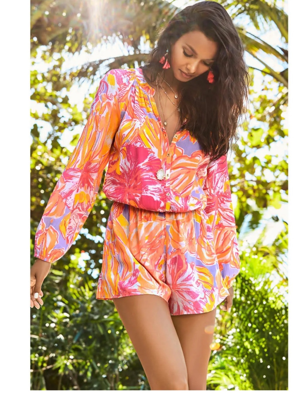 Lilly Pulitzer Elsa Romper in Sun Splashed Neon Pink Orange Purple NWT size XS